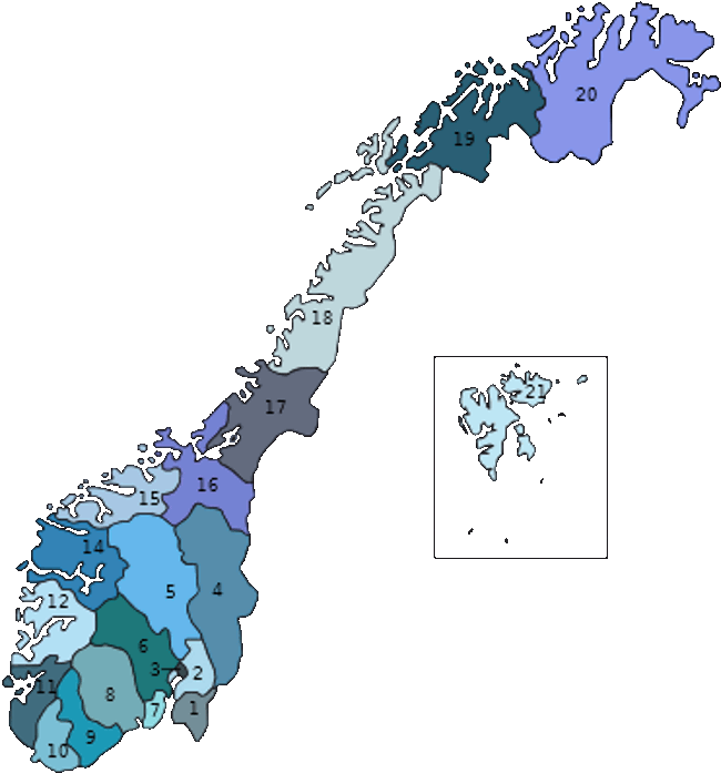 Regionen Norwegen Skandinavien